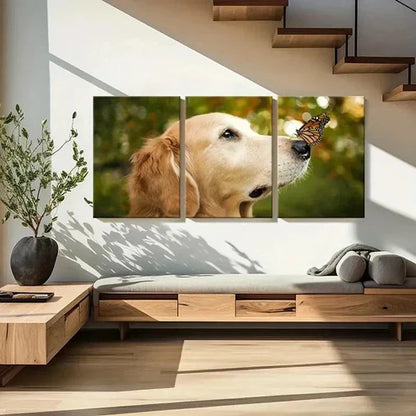 3pcs Golden Retriever with Butterfly Wall Art Set Canvas Unframed - High Quality Print 100% Australian Made Wall Canvas