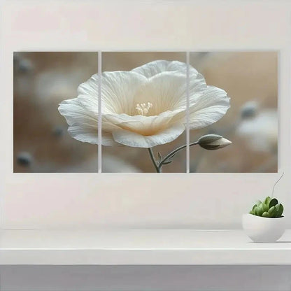 3pcs White Lisianthus Flower Gentian Plant Metal Print Ready to Hang Art - Bella Home Decor