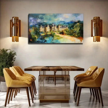 Enchanting Castle Vibrant Wall Art Canvas Office Home Room Framed 120x60cm