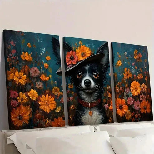 3pcs Whimsical Dog Art Vibrant Giclee  Wall Art Set Canvas Unframed – High Quality Print 100% Australian Made Wall Canvas - Bella Home Decor