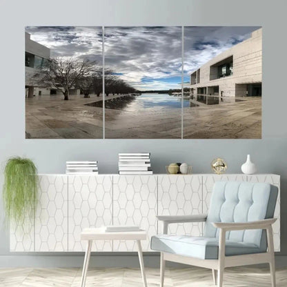 3pcs National Gallery of Canberra, Australia Wall Art Set Canvas Framed 50x70cm - High Quality Print 100% Australian Made Wall Canvas Ready to Hang