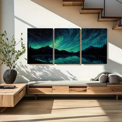 3pcs Starry Night Sky Mountain Landscape Metal Print Ready to Hang Art