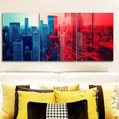 3pcs Geometric city, Painting Wall Art Set Canvas Unframed - High Quality Print 100% Australian Made Wall Canvas - Bella Home Decor