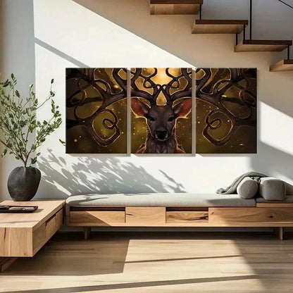 3pcs Fantasy Deer Antlers Animal Decor Wall Art Set Canvas Framed 60x90cm - High Quality Print 100% Australian Made Wall Canvas Ready to Hang
