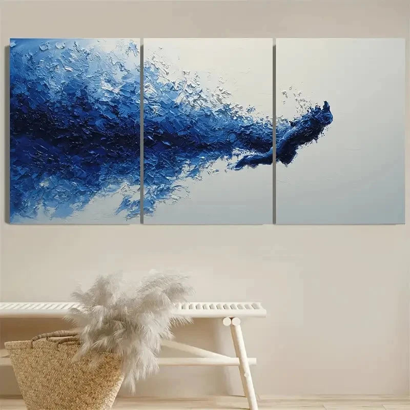 3pcs Underwater Blue Abstract Ocean Art Wall Art Set Canvas Framed 40x60cm - High Quality Print 100% Australian Made Wall Canvas Ready to Hang