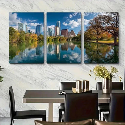 3pcs USA Travel Prints Austin Texas Perfect Wall Art Set Canvas Framed 50x70cm - High Quality Print 100% Australian Made Wall Canvas Ready to Hang
