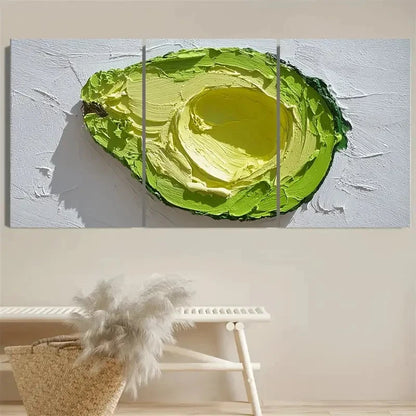 3pcs Avocado Modern Vibrant Kitchen Art Wall Art Set Canvas Framed 40x60cm - High Quality Print 100% Australian Made Wall Canvas Ready to Hang - Bella Home Decor