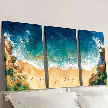 3pcs Swimming People Watercolor G    Wall Art Set Canvas Framed 40x60cm - High Quality Print 100% Australian Made Wall Canvas Ready to Hang
