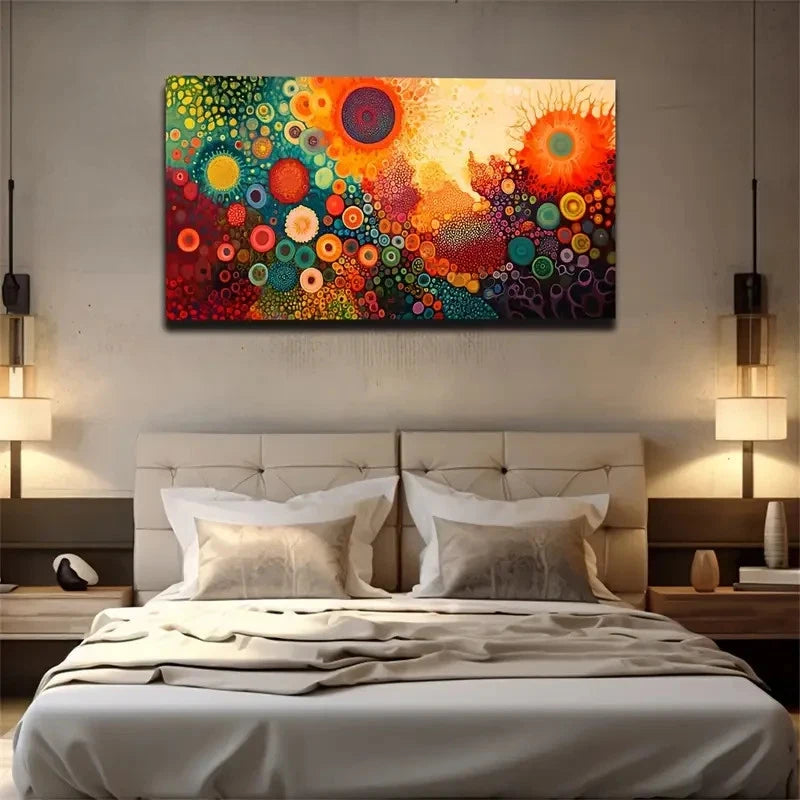 Abstract Bohemian Modern Dots Wall Art Canvas Office Home Room Framed 120x60cm