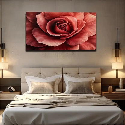 Red Roses With Layered Petals Wall Art Canvas Office Home Room Framed 120x60cm