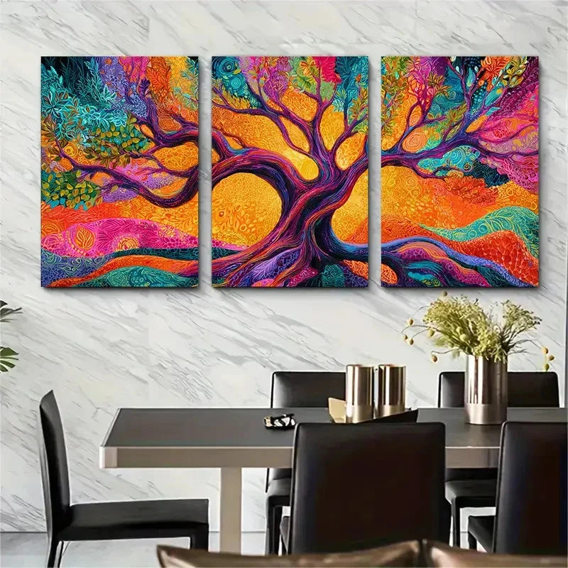 3pcs Vibrant Tree Of Positive Energy Prefect Wall Art Set Canvas Framed 40x60cm - High Quality Print 100% Australian Made Wall Canvas Ready to Hang