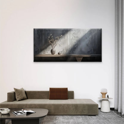 Vase Wooden Table White Grey Wall Art Canvas Office Home Room Framed 120x60cm