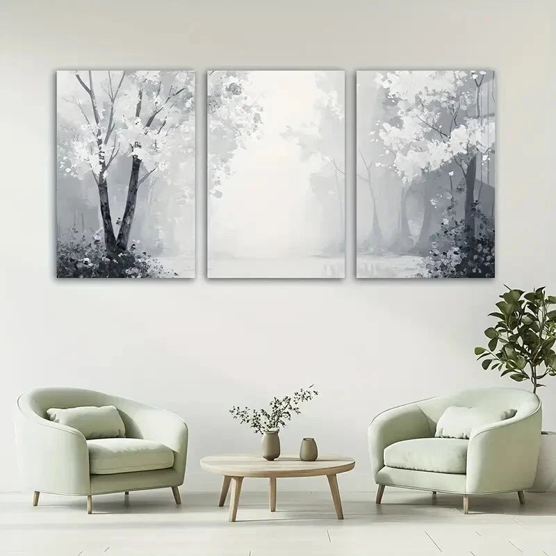 3pcs Modern Abstract Forest Nature Metal Print Ready to Hang Art - Bella Home Decor