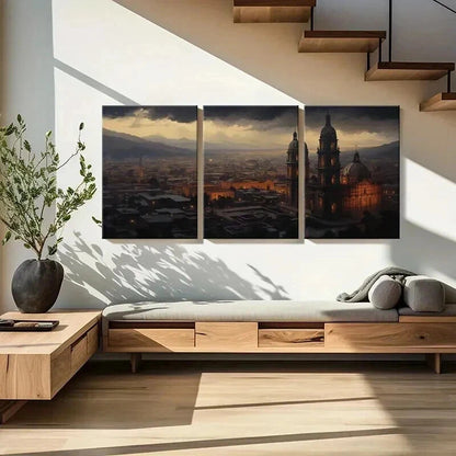 3pcs Gothic Cathedral Sunset Décor Perfect Wall Art Set Canvas Framed 60x90cm - High Quality Print 100% Australian Made Wall Canvas Ready to Hang - Bella Home Decor