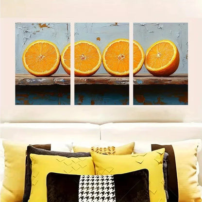 3pcs Abstract Orange Slices Design Wall Art Set Canvas Framed 60x90cm - High Quality Print 100% Australian Made Wall Canvas Ready to Hang - Bella Home Decor