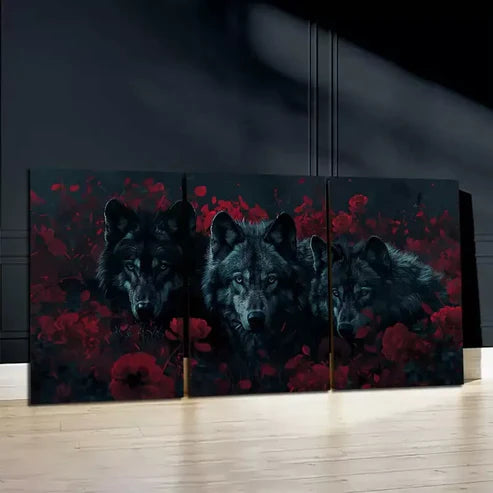 3pcs Wolf Family Wall Art Set Canvas Unframed - High Quality Print 100% Australian Made Wall Canvas