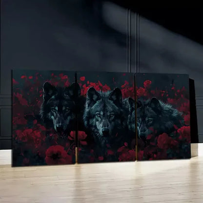 3pcs Wolf Family Wall Art Set Canvas Unframed - High Quality Print 100% Australian Made Wall Canvas