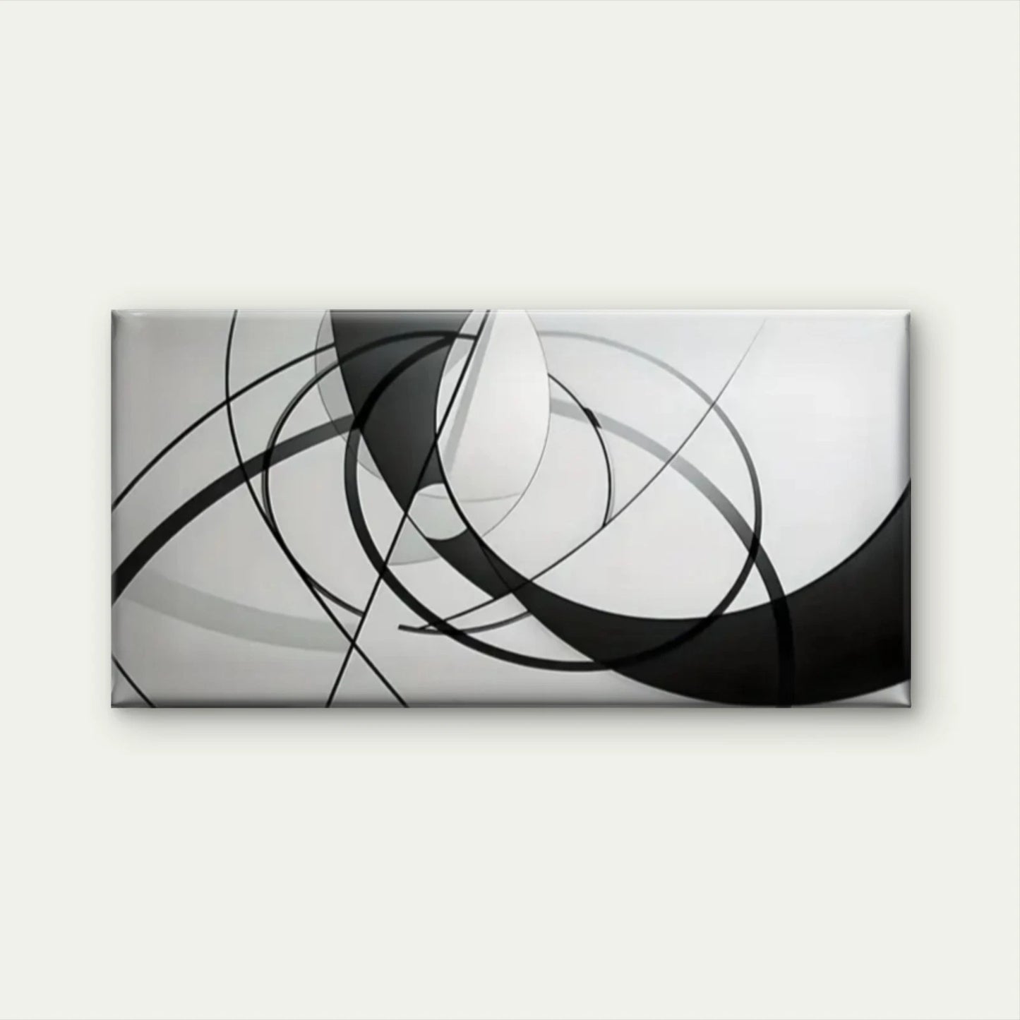 Black White Circular Design Wall Art Canvas Office Home Room Framed 120x60cm - Bella Home Decor