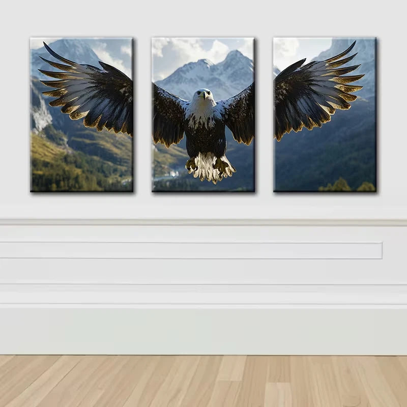 3pcs Majestic Eagle Nature-Inspired Wall Art Set Canvas Framed 50x70cm - High Quality Print 100% Australian Made Wall Canvas Ready to Hang