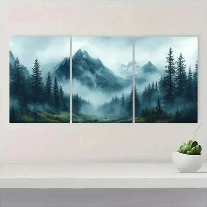 3pcs Mountain Landscape Serene Forest Metal Print Ready to Hang Art - Bella Home Decor