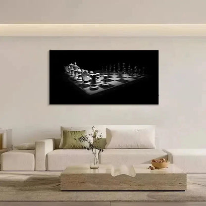 Black & White Gameboard Design Wall Art Canvas Office Home Room Framed 120x60cm - Bella Home Decor