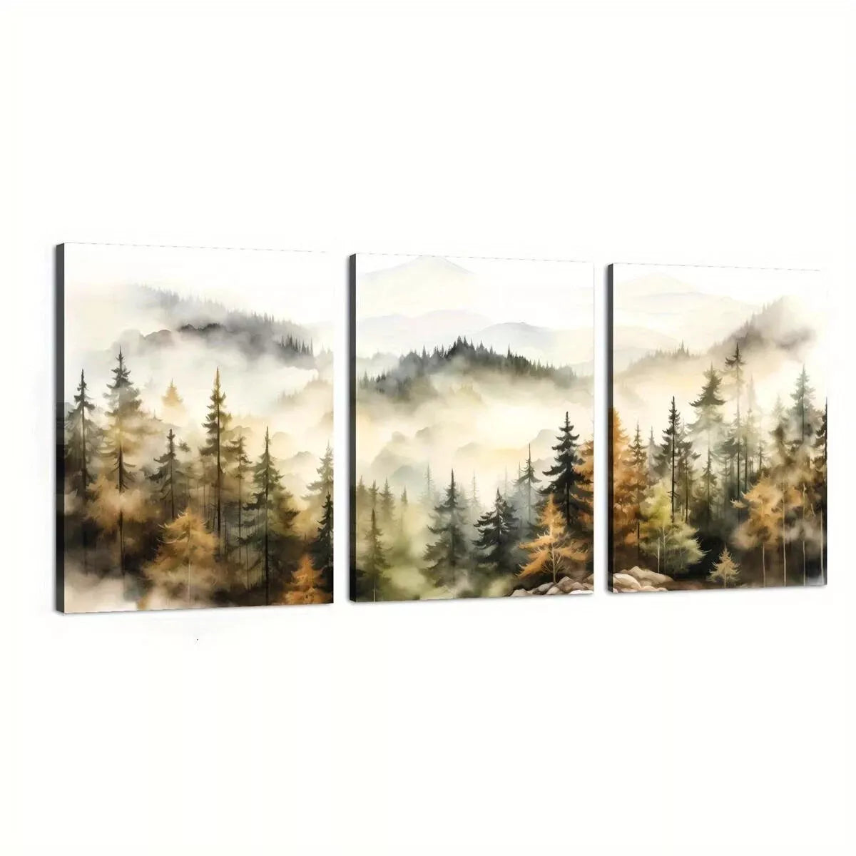 3pcs Forest Scenery Autumn Forest Modern Wall Art Set Canvas Framed 40x60cm - High Quality Print 100% Australian Made Wall Canvas Ready to Hang