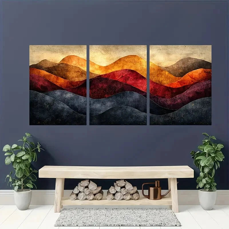 3pcs Sepia Hues White Yellow Ochre Sunlight Metal Print Ready to Hang Art - Bella Home Decor