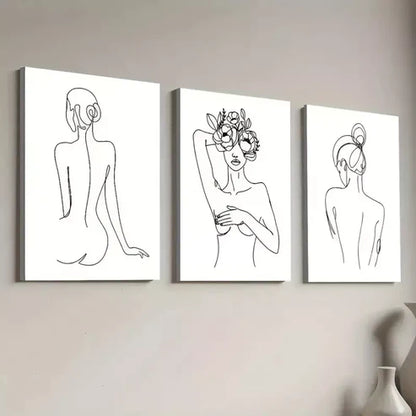 3pcs Modern Elegant Simple Style Female Canvas Unframed - High Quality Print 100% Australian Made Wall Canvas