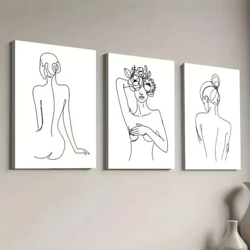 3pcs Modern Elegant Simple Style Female Canvas Unframed - High Quality Print 100% Australian Made Wall Canvas