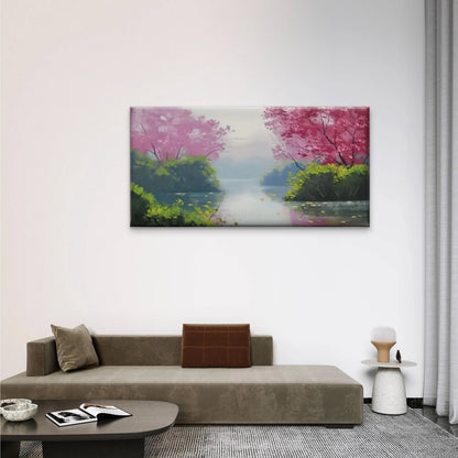 Trees Flowers Lake Forest Wall Art Canvas Office Home Room Framed 120x60cm