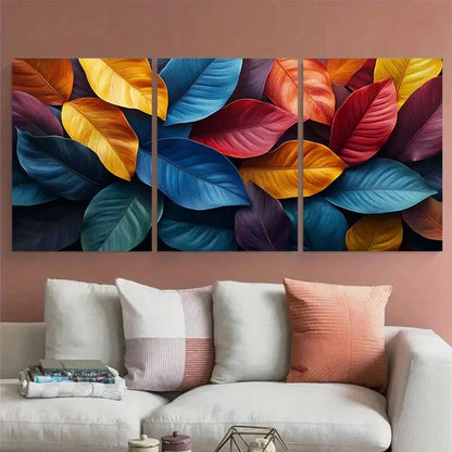 3pcs Colorful Tropical Leaves Botanical Foliage Metal Print Ready to Hang Art - Bella Home Decor