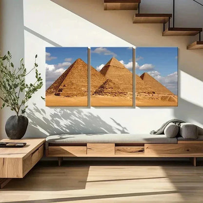 3pcs Pyramids in Egypt Travel Art Vintage Wall Art Canvas Unframed - High Quality Print 100% Australian Made Wall Canvas