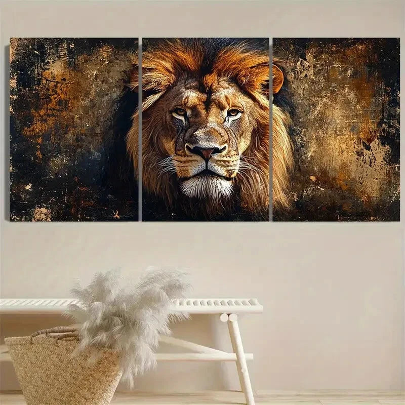 3pcs Renaissance Lion King Animal Metal Print Ready to Hang Art