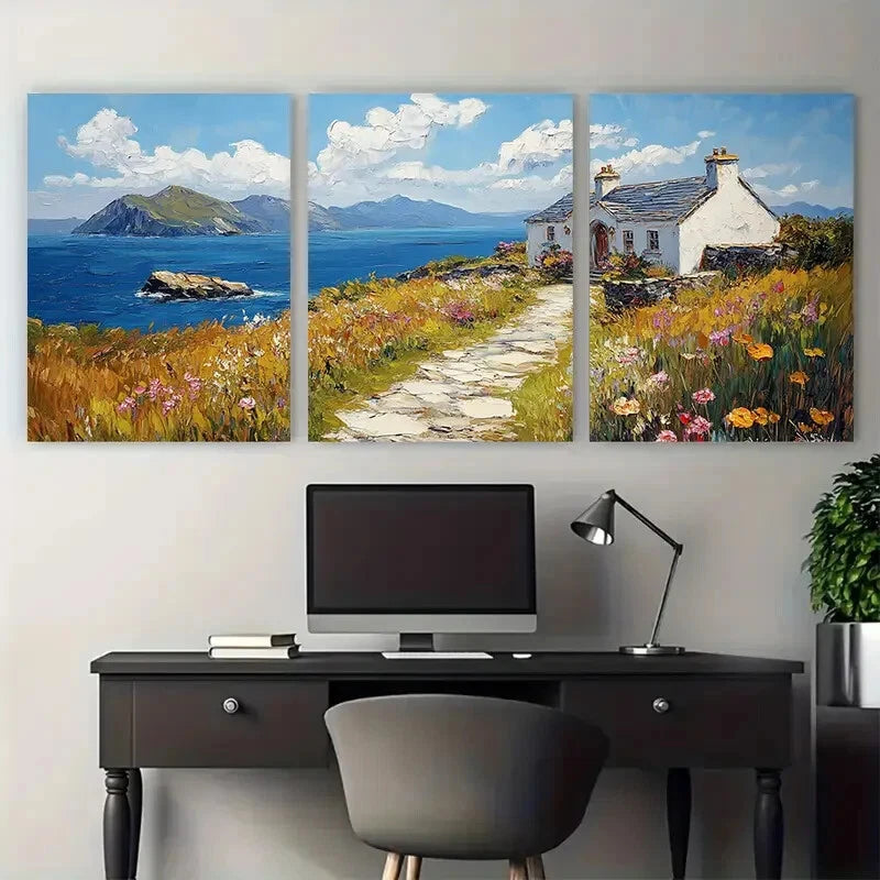 3pcs Ring of Kerry Ireland Countryside House Metal Print Ready to Hang Art - Bella Home Decor