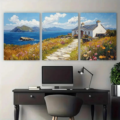 3pcs Ring of Kerry Ireland Countryside House Metal Print Ready to Hang Art - Bella Home Decor