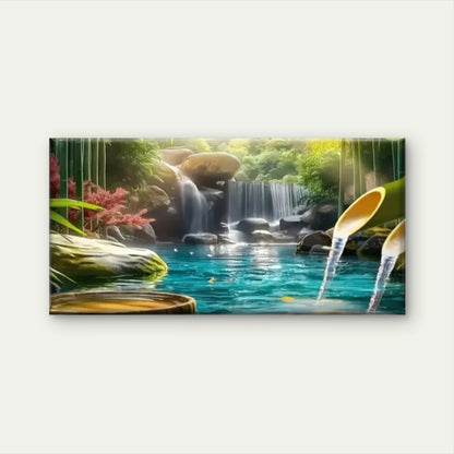 Waterfall Middle Jungle Wall Art Canvas Office Home Room Framed 120x60cm