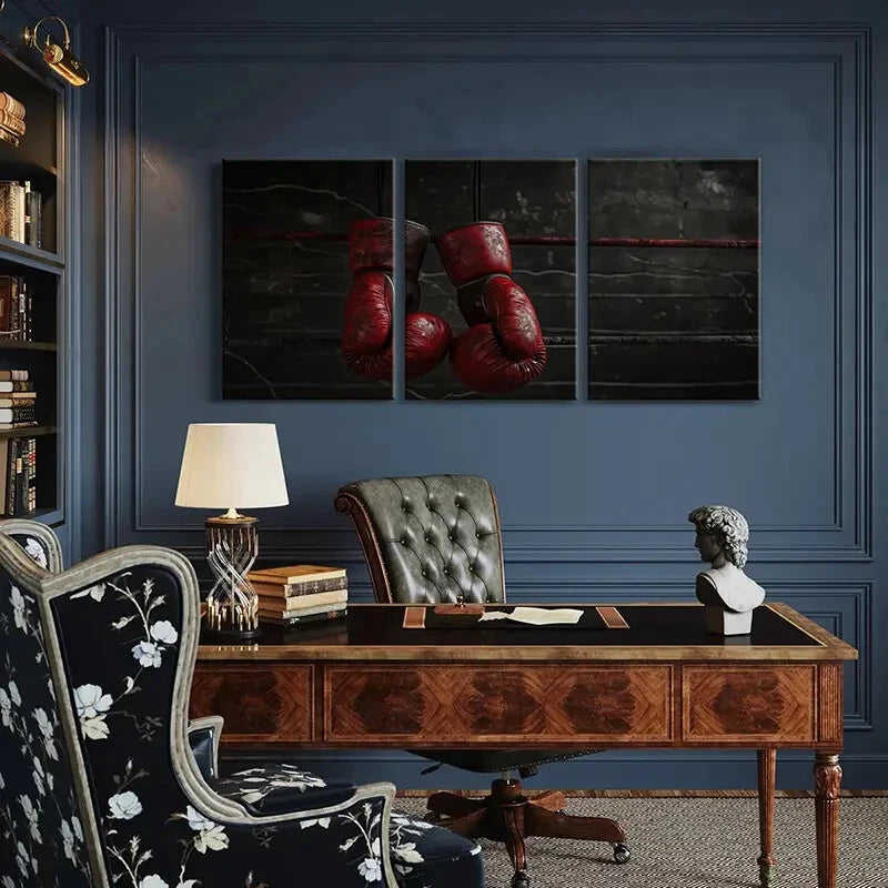 3pcs Vintage Boxing Glove Modern Wall Art Painting Metal Print Ready to Hang Art - Bella Home Decor