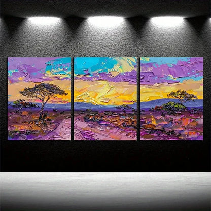 3pcs Charming Pastoral Illustration Metal Print Ready to Hang Art