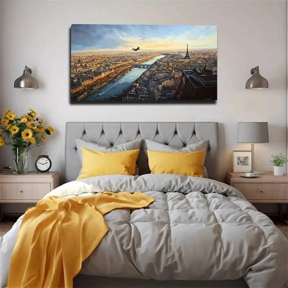 Paris Eiffel Tower Bungee Jump Wall Art Canvas Office Home Room Framed 120x60cm