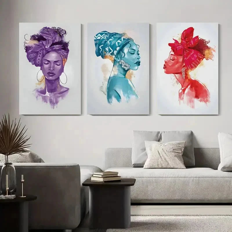 3pcs Women Colorful Headwrap  CH   Wall Art Canvas Framed 40x60cm - High Quality Print 100% Australian Made Wall Canvas Ready to Hang - Bella Home Decor