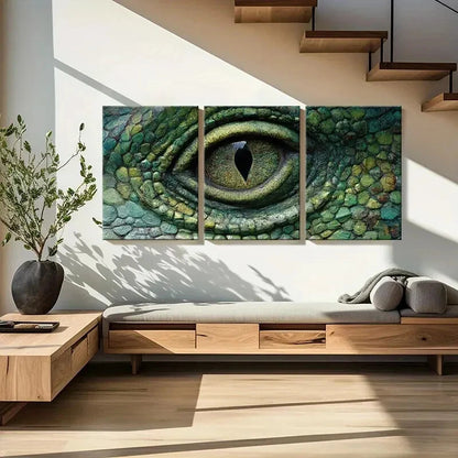 3pcs Artistic Reptile Eye Texture Intricate Scale Metal Print Ready to Hang Art - Bella Home Decor