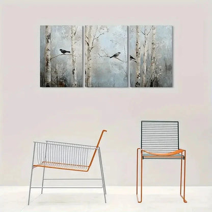 3pcs Nature Inspired Design with Light and Shadow Metal Print Ready to Hang Art