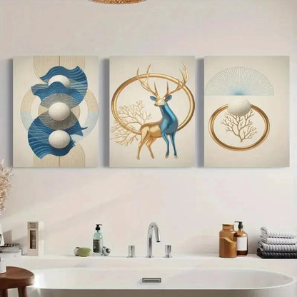 3pcs Geometric Circles Modern Style, Popular  Wall Art Set Canvas Framed 50x70cm - High Quality Print 100% Australian Made Wall Canvas Ready to Hang - Bella Home Decor