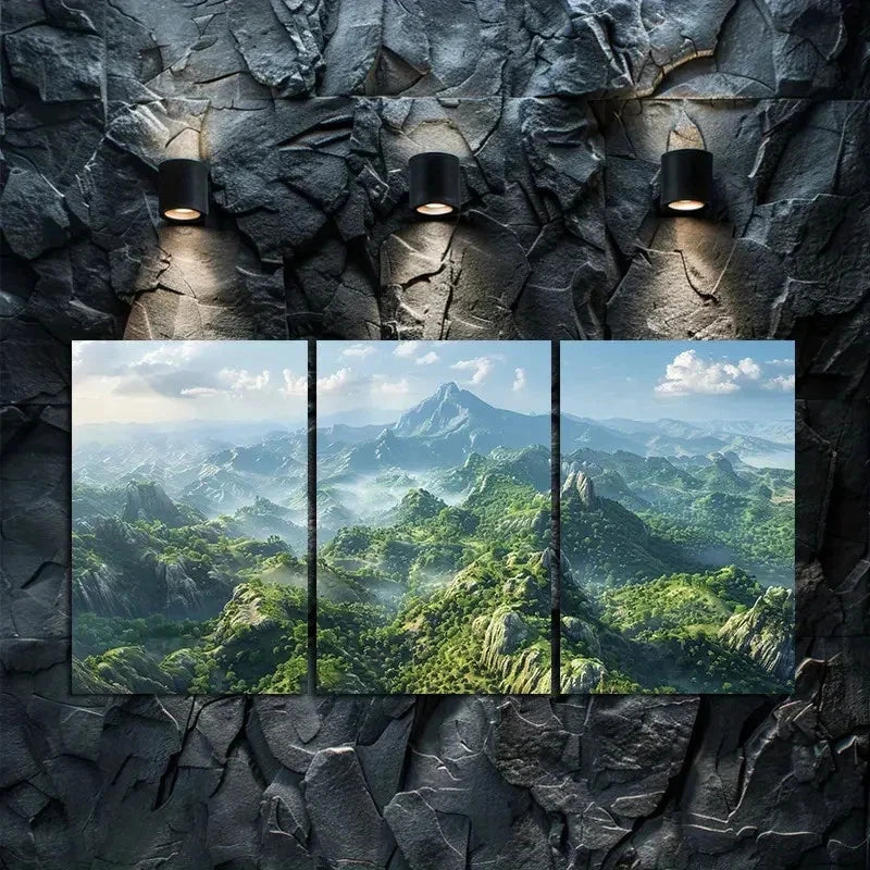 3pcs Cinematic Aerial Mountains of Australia  Wall Art Set Canvas Framed 50x70cm - High Quality Print 100% Australian Made Wall Canvas Ready to Hang - Bella Home Decor