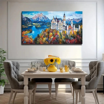 Attractive Castle Suitable Wall Art Canvas Office Home Room Framed 120x60cm
