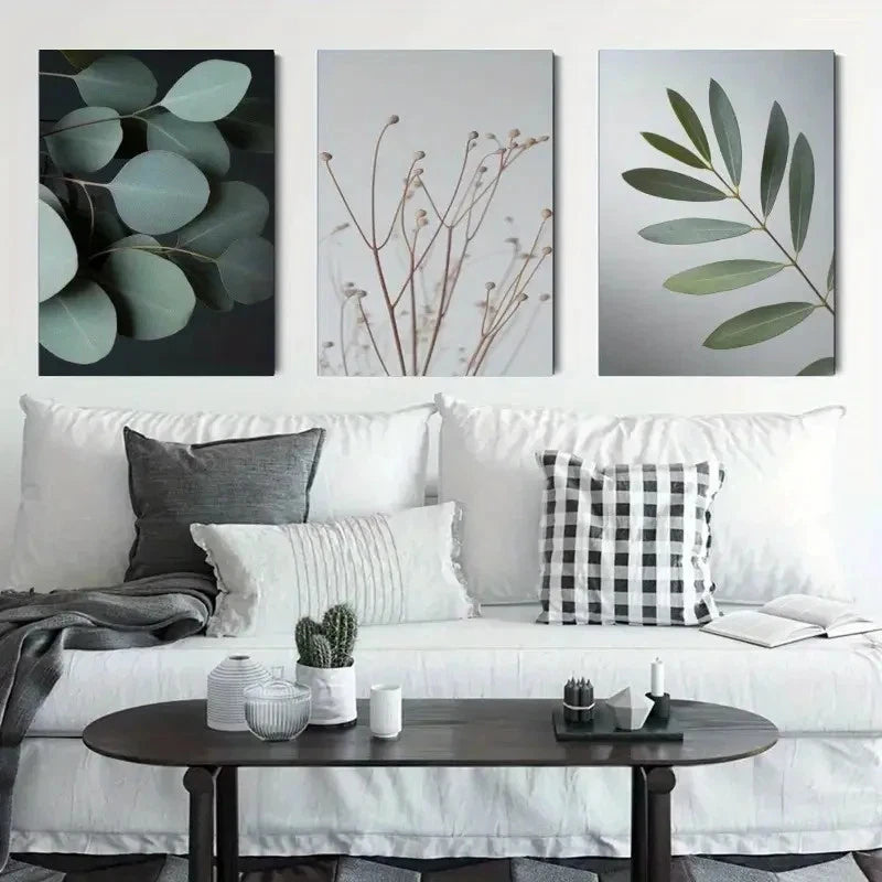 3pcs Leaves, Dandelion, Palm Leaves  Wall Art Set Canvas Framed 60x90cm - High Quality Print 100% Australian Made Wall Canvas Ready to Hang