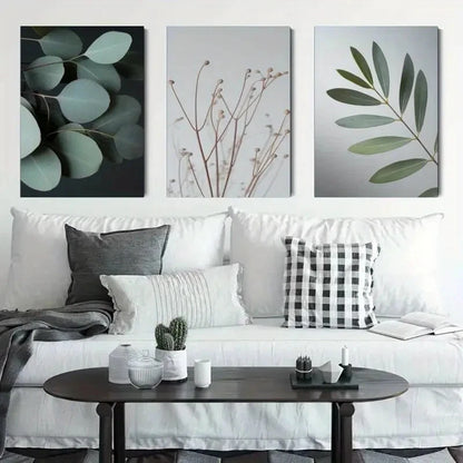 3pcs Leaves, Dandelion, Palm Leaves  Wall Art Set Canvas Framed 60x90cm - High Quality Print 100% Australian Made Wall Canvas Ready to Hang