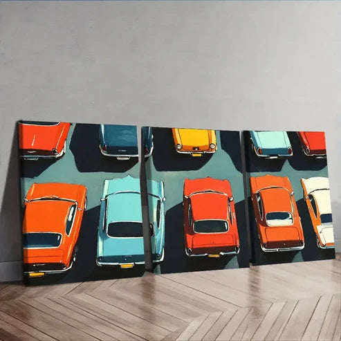 3pcs Automobile market Wall Art Canvas Unframed - High Quality Print 100% Australian Made Wall Canvas - Bella Home Decor