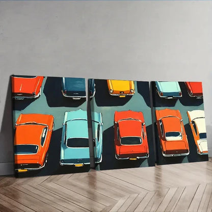 3pcs Automobile market Wall Art Canvas Unframed - High Quality Print 100% Australian Made Wall Canvas - Bella Home Decor
