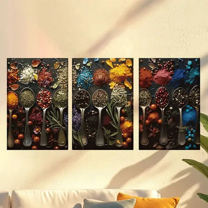 3pcs Vibrant Spice Collection Wall Art Set Canvas Unframed - High Quality Print 100% Australian Made Wall Canvas